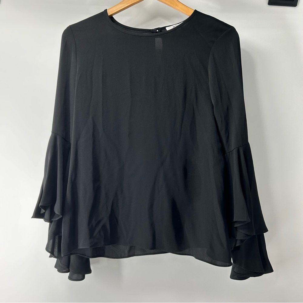 Milly Elegant Black Ruffle Sleeve Blouse